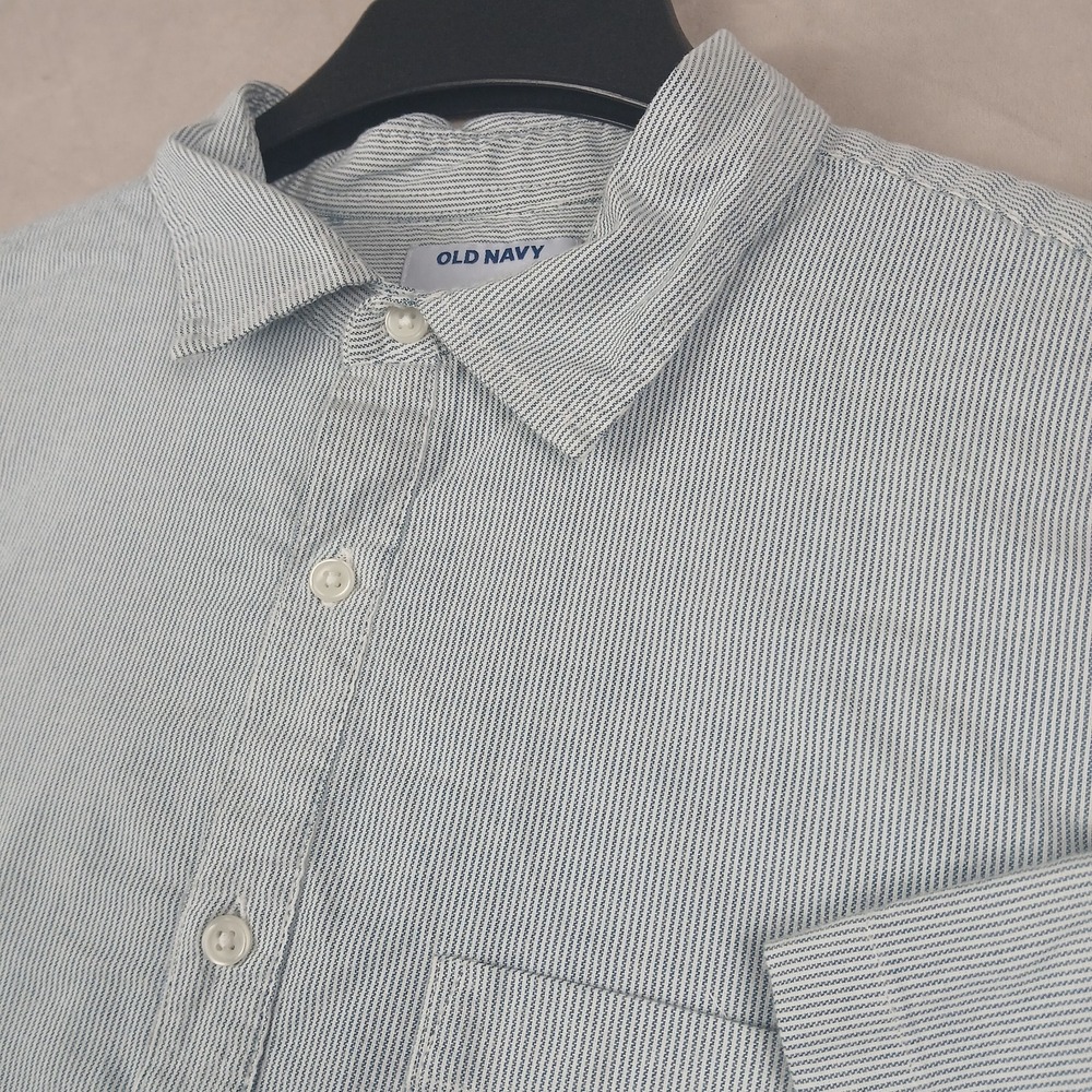 Old Navy XL Mens Shirt Popover Polo 25x28 Stretch Hickory Built In Flex